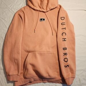 Salmon Dutch Bros men's XL hoodie with Velcro patch